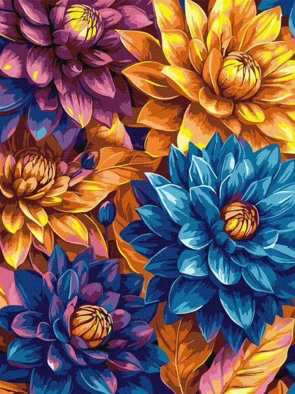 Malowanie po numerach - Jasne dalie 30x40cm - tantis.pl