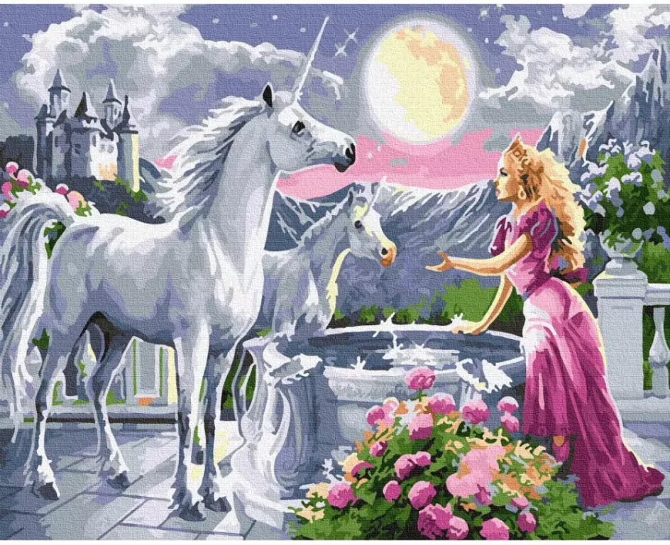 Malowanie po numerach - Jednorożec 40x50cm - tantis.pl
