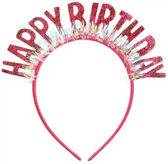 Opaska Happy Birthday 18x18cm różowa - tantis.pl