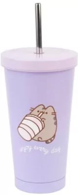Kubek 500ml Pusheen metalowy z rurką VM03