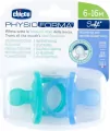 Chicco. Soft. Smoczek. 6-16 miesięcy. Niebieski. 2 sztuki - tantis.pl