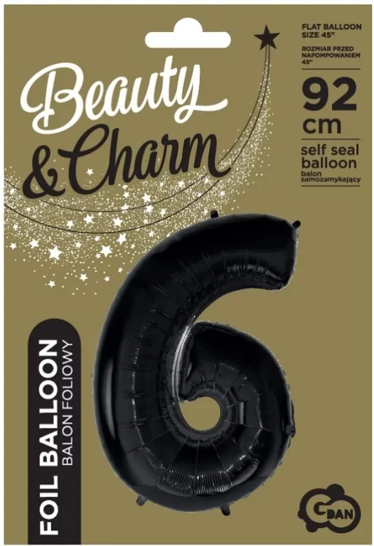 Balon foliowy B&C cyfra 6 czarna 92cm - tantis.pl