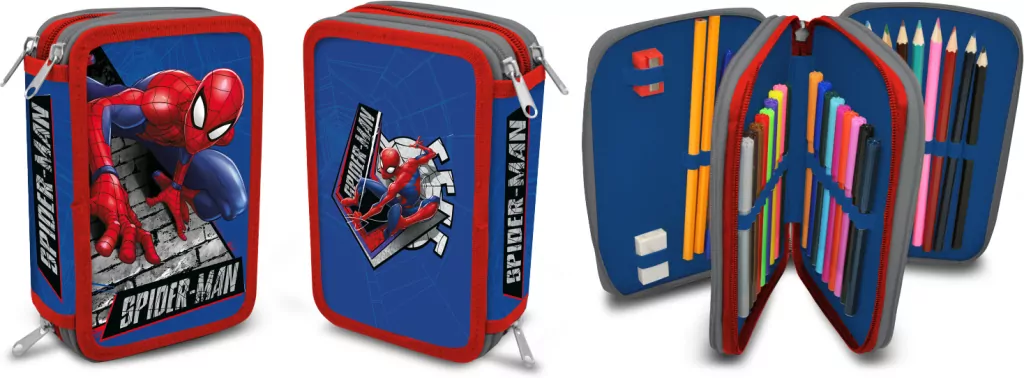 Piórnik 2-komorowy z wyposażeniem Spiderman SP50052 - tantis.pl
