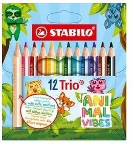 Kredka drewniana Trio gruba Animal vibes 12szt - tantis.pl