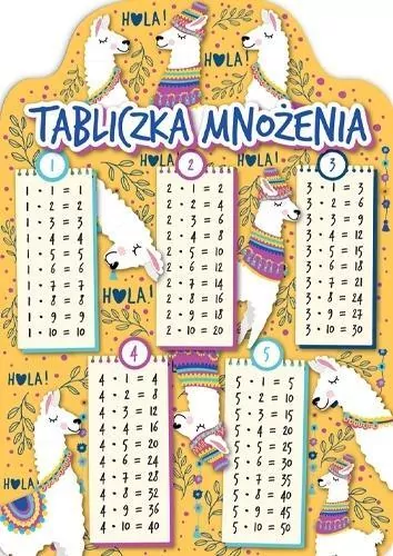 Karta tabliczka mnożenia A5 lamy - tantis.pl