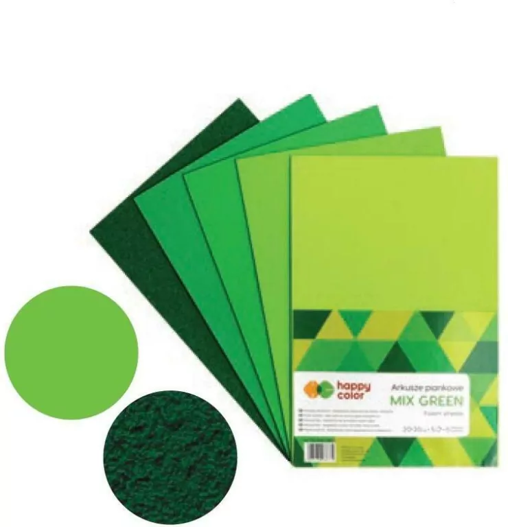 Arkusze piankowe A4. Mix Green, 5 kolorów. - tantis.pl