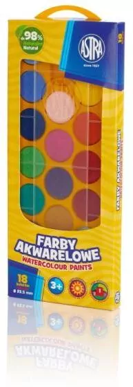 Farby akwarelowe 23.5mm. 18 kolorów - tantis.pl