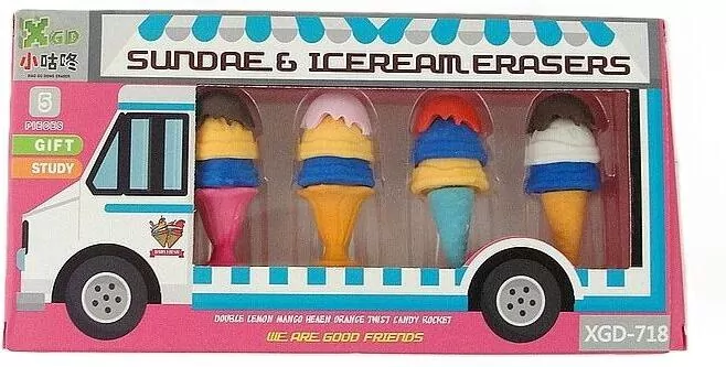 Gumki do ścierania Lody 5szt MIX - tantis.pl
