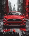Malowanie po numerach - Czerwony mustang 40x50cm - tantis.pl