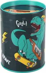 Skarbonka metalowa okrągła Skate Dino