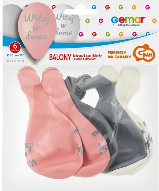 Balony Premium Witaj w domu, różowe 6 sztuk 12" - tantis.pl