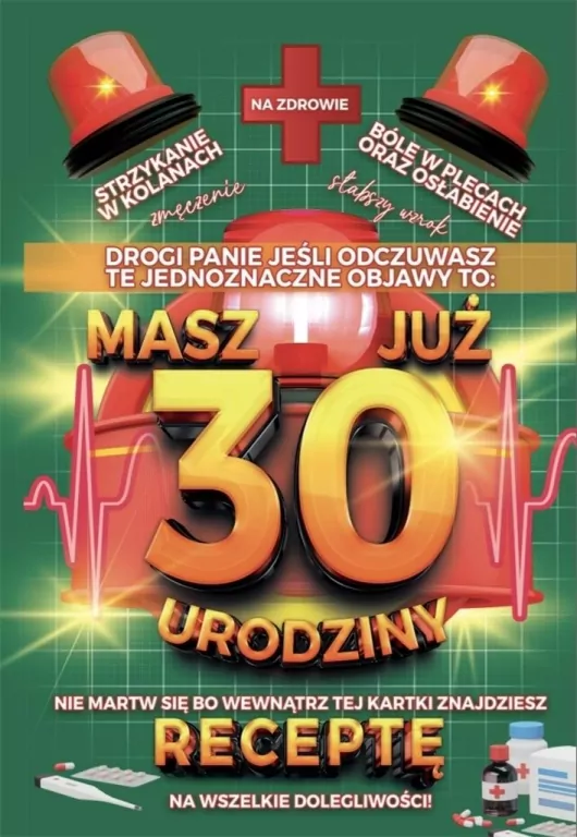 Karnet Urodzinowy z receptą 30 - tantis.pl
