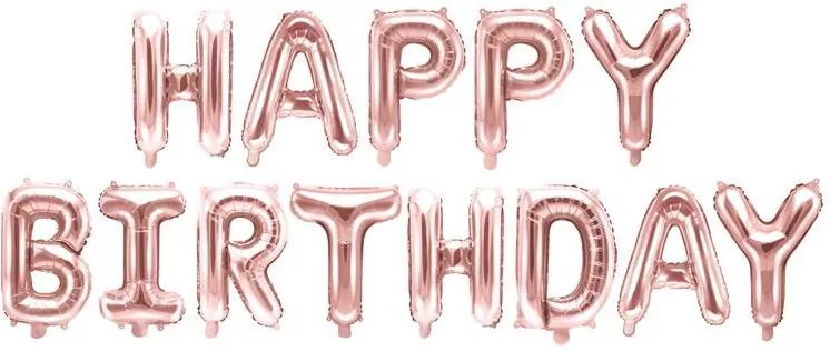Balon foliowy Happy Birthday różowe złoto 340x35cm - tantis.pl