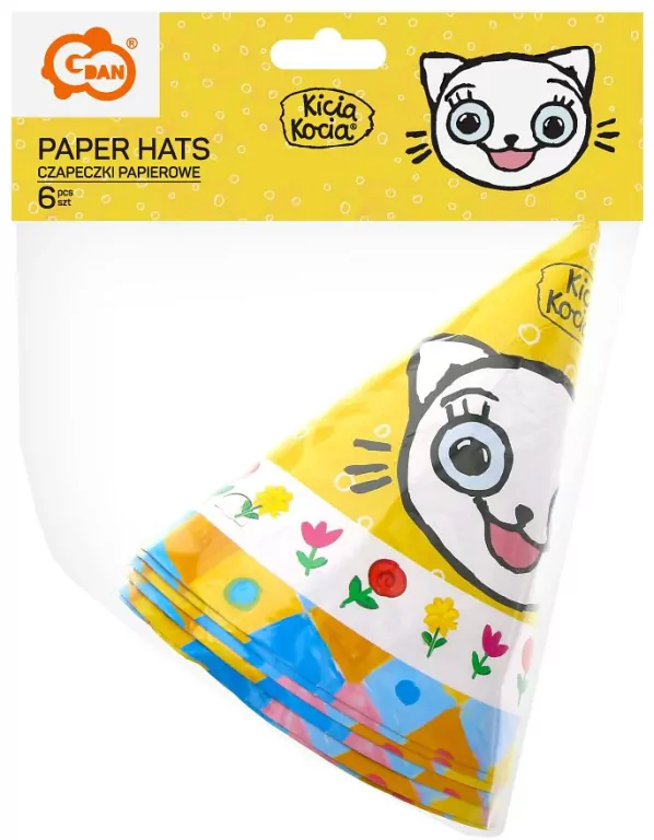 Czapeczki papierowe Kicia Kocia 6szt - tantis.pl