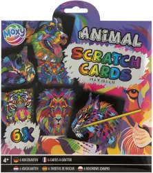 Zestaw 6 arkuszy do wydrapywanek Zwierzęta + rysik