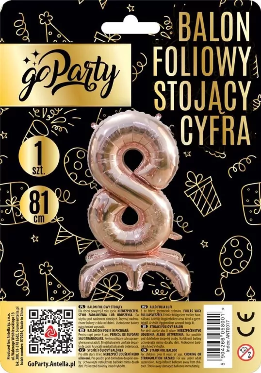 Balon foliowy stojący 8 rose gold 81cm - tantis.pl