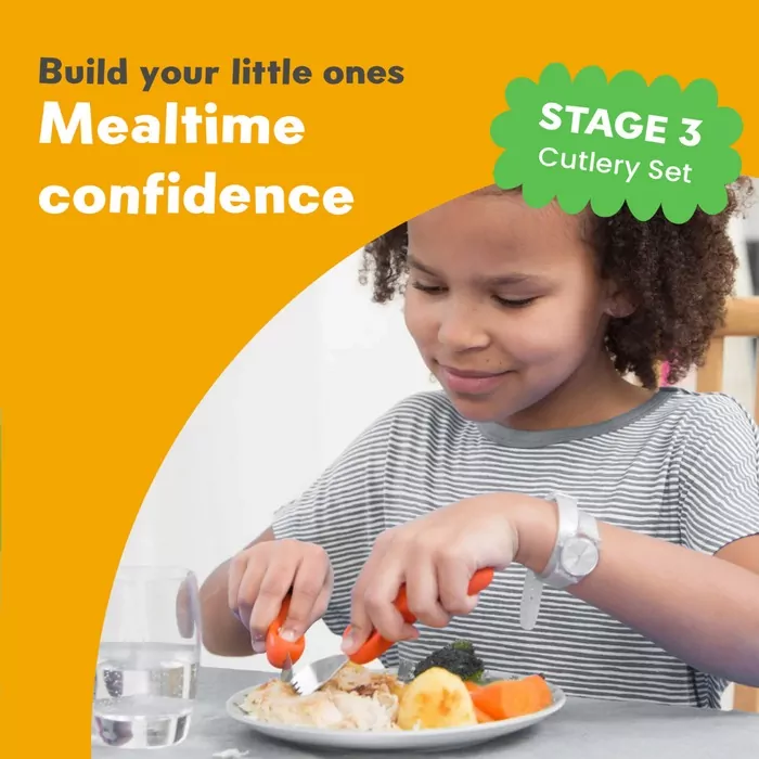 Nana's Manners Sztućce kształtujące chwyt pomarańczowa czerwień - tantis.pl