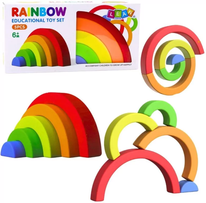 Tęczowa układanka gumowe tęcza 5el. - tantis.pl