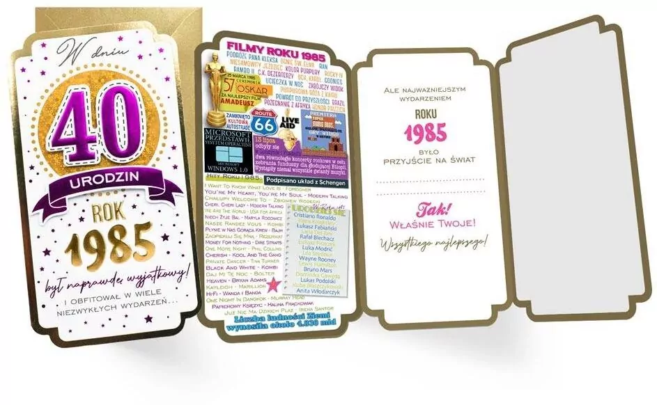 Karnet urodziny 40 - tantis.pl