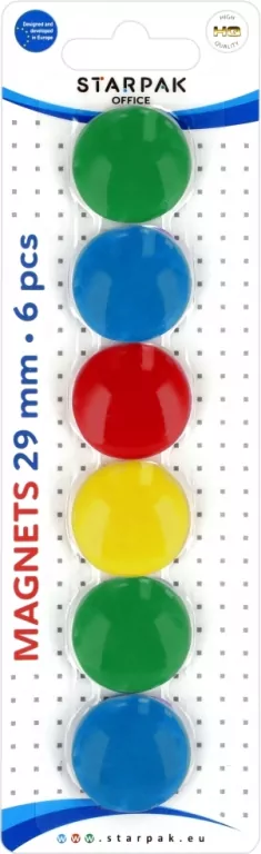 Magnes. Mix kolorów, średnica 29 mm, 6 sztuk. - tantis.pl
