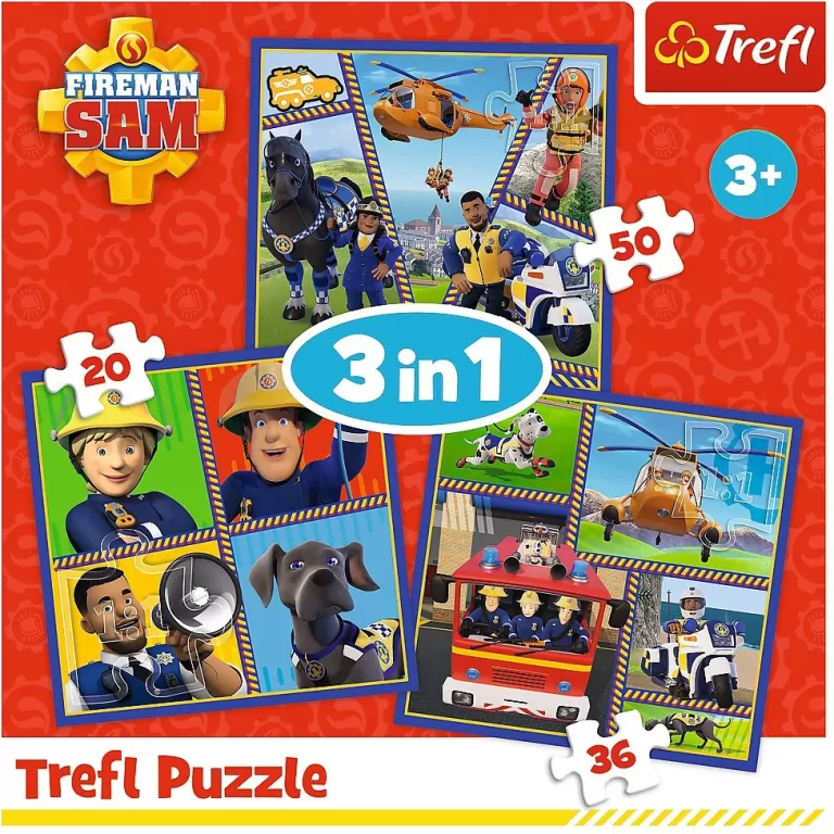 Trefl. Puzzle 3w1. Dzień Strażaka Sama - tantis.pl