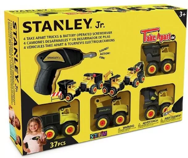 Zestaw 4 pojazdów mini do złożenia + wkrętarka. 37 elementów - tantis.pl