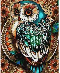 Malowanie po numerach - Sowa ornament 40x50cm