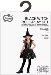 Strój dla dzieci Czarna Czarownica rozm. 120/130cm