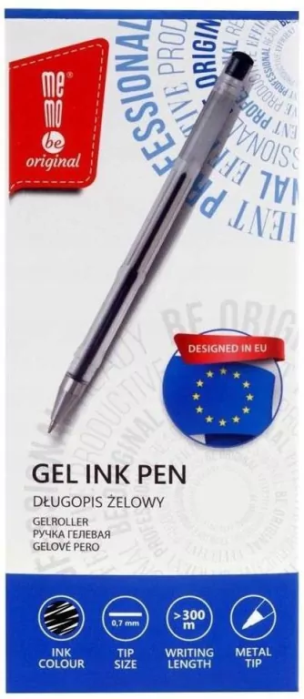Długopis żelowy 0,7mm czarny  MemoBe - tantis.pl