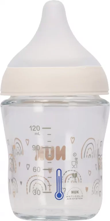 NUK. Perfect Match. Butelka. 120 ml. Z silikonowym smoczkiem. Tęcza - tantis.pl