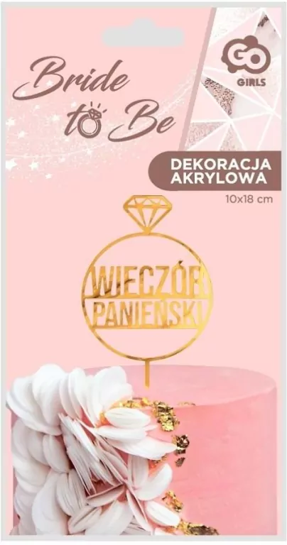 Dekoracja akrylowa na tort wieczór panieński złota - tantis.pl