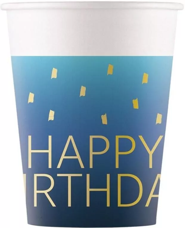 Kubeczki papierowe Happy Birthday 200ml - tantis.pl
