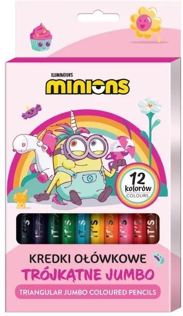 Kredki ołówkowe trójkątne Minionki 12 kolorów - tantis.pl