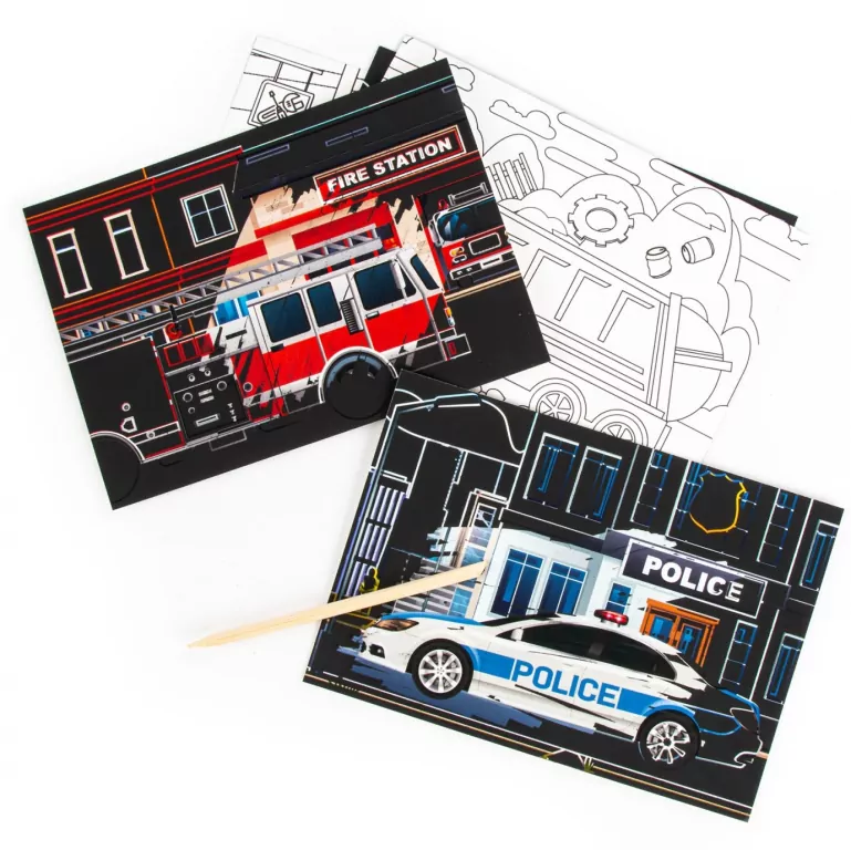 Wydrapywanka z kolorowanką 2w1 Pojazdy KIDEA - tantis.pl