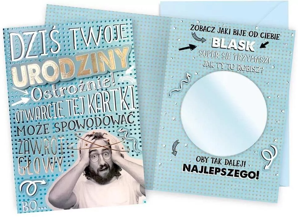 Karnet B6 Urodziny męskie lusterko - tantis.pl