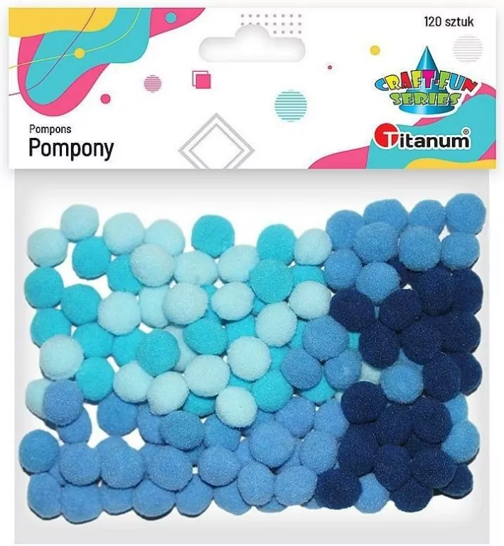 Dodatek dekoracyjny Craft-fun pompony niebieskie (0126BL) - tantis.pl