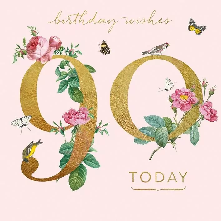 Karnet kwadrat z kopertą Urodziny 90 - tantis.pl