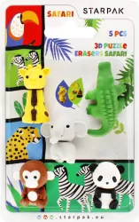 Gumka do mazania 3D puzzle Safari. 5 sztuk