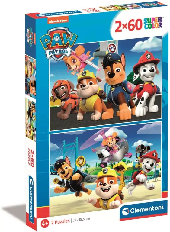 Clementoni. Puzzle 2x60. Super Kolor. Psi Patrol - tantis.pl