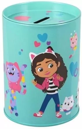 Skarbonka metalowa okrągła Koci Domek Gabby - tantis.pl