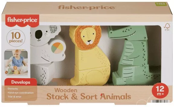 Fisher-Price. Drewniane zwierzątka Układaj i sortuj - tantis.pl