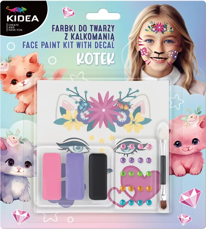 Farbki do twarzy z kalkomanią Kotek KIDEA - tantis.pl