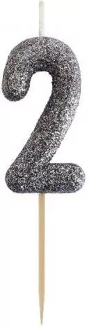Świeczka piker 2 czarna brokatowa 11x3.5 cm - tantis.pl