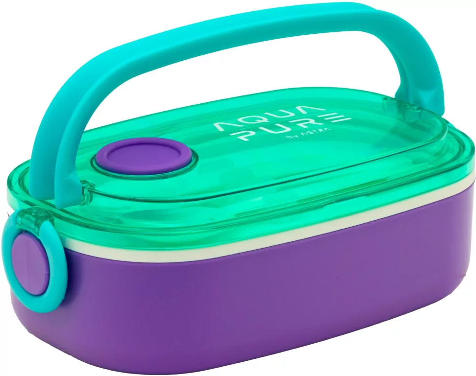 Śniadaniówka Aqua Pure + sztućce mint/lila ASTRA - tantis.pl