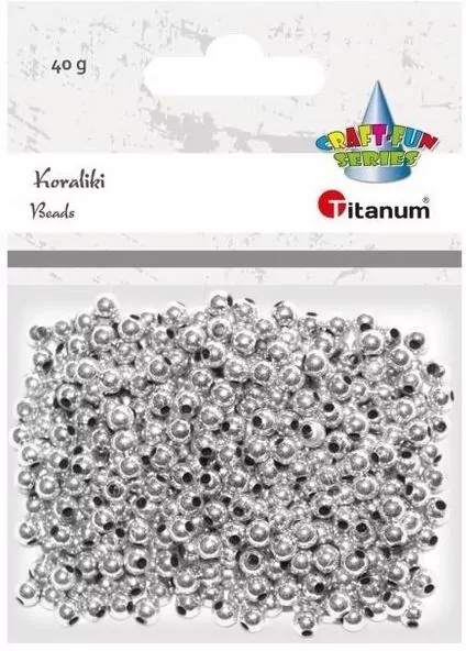 Koraliki plastikowe 40g srebrne - tantis.pl