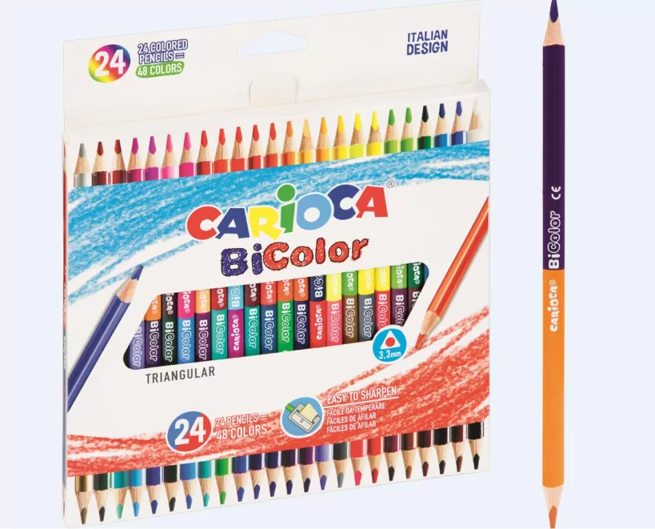 Kredki ołówkowe trójkątne BiColor 24/48 CARIOCA - tantis.pl