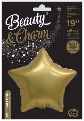 Balon foliowy B&C Gwiazdka, matowa, antyczne złoto 19" - tantis.pl