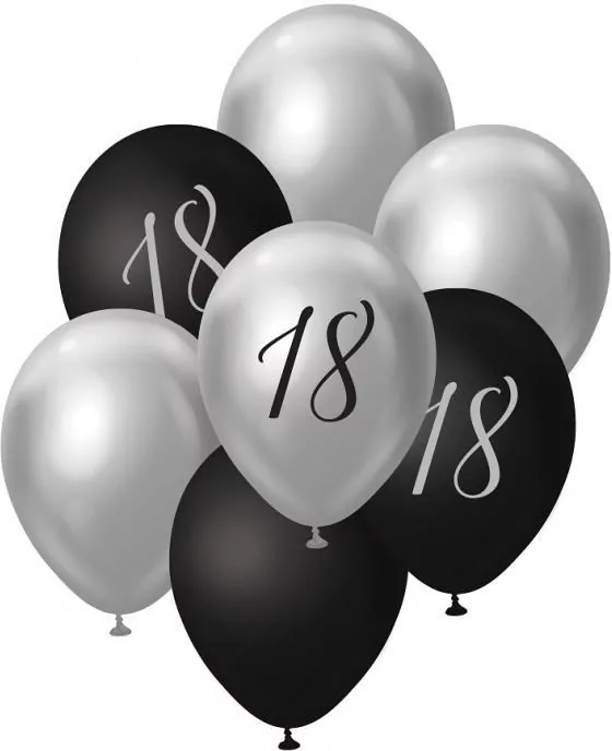 Balony B&C bukiet srebrno-czarny 45cm - tantis.pl