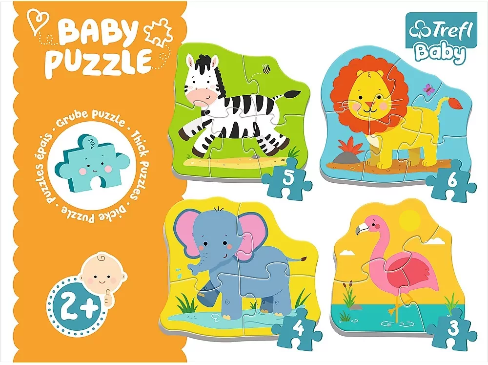 Trefl. Puzzle Baby 4w1. Zwierzątka na safari - tantis.pl