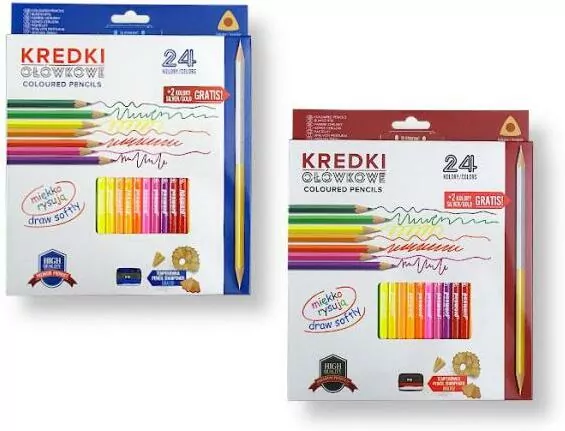 Kredki ołówkowe trójkątne 24 kolory z temperówką, mix - tantis.pl
